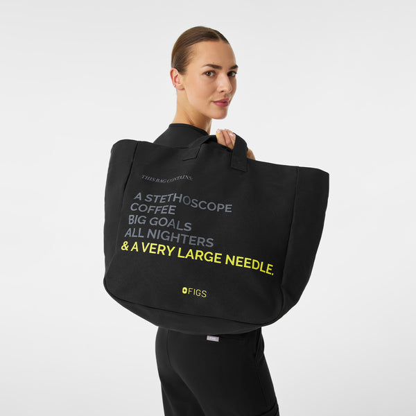 Black A Very Large Needle - Detachable Strap Tote
