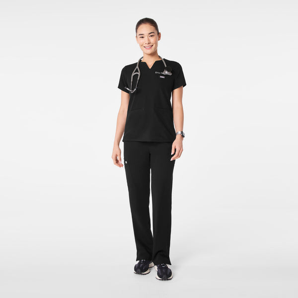 women's Black Kersey Notch Neck - Scrub Top