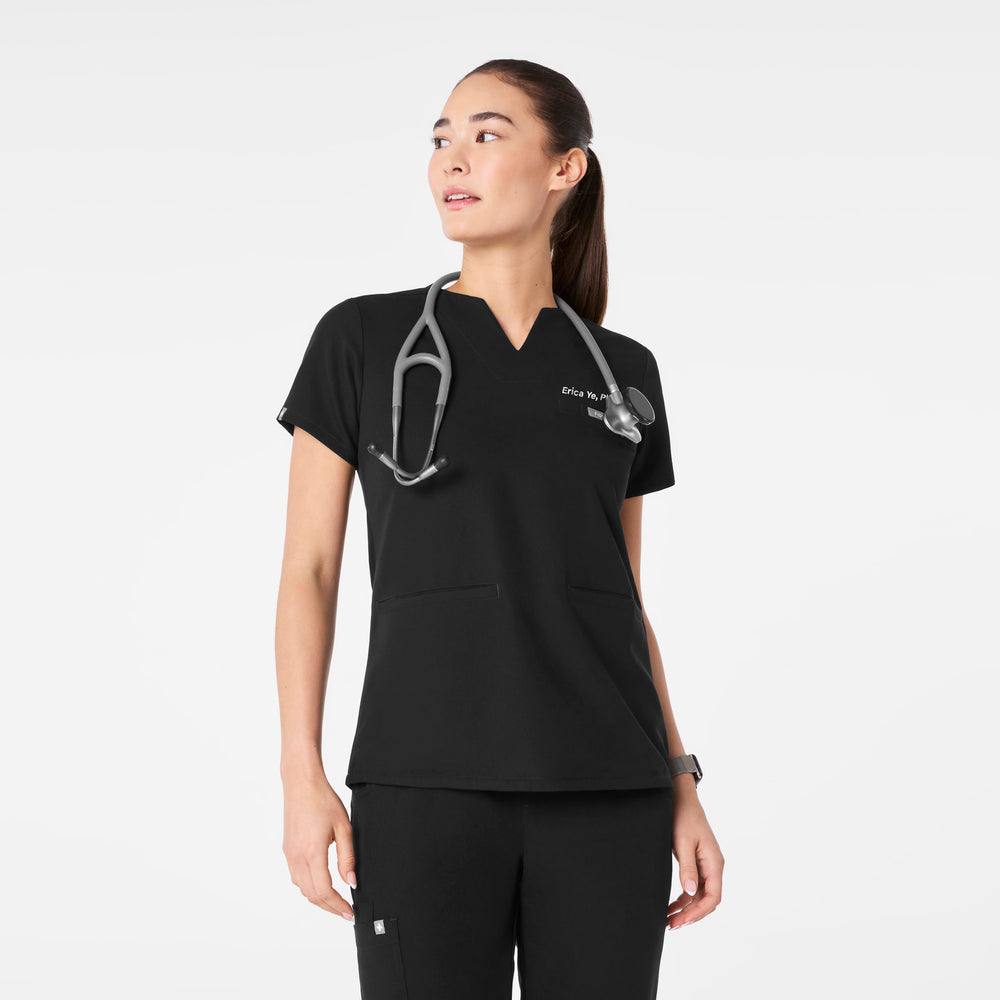women's Black Kersey Notch Neck - Scrub Top