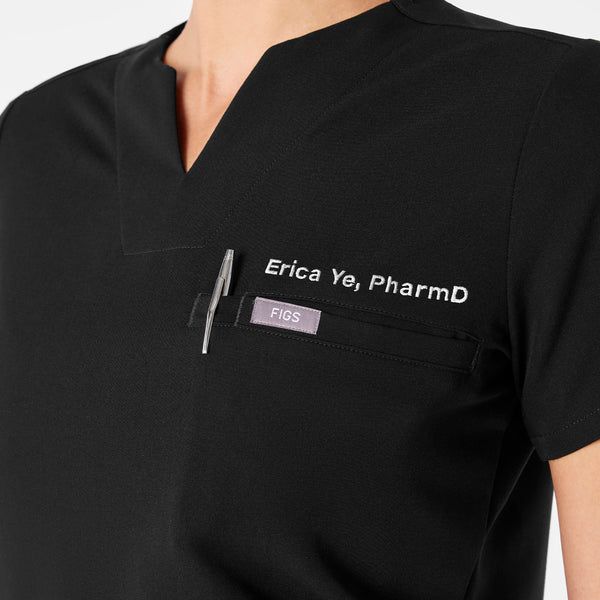 women's Black Kersey Notch Neck - Scrub Top