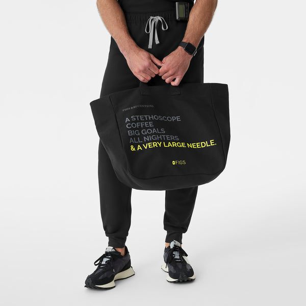 Black A Very Large Needle - Detachable Strap Tote