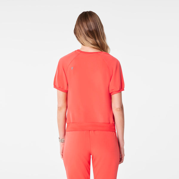 women's Fireside Holly - Crewneck Puff Sleeve Scrub Top