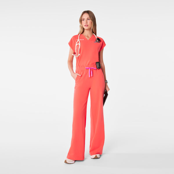 women's Fireside High Waisted Allison Ultra Wide Leg - Petite Scrub Pant