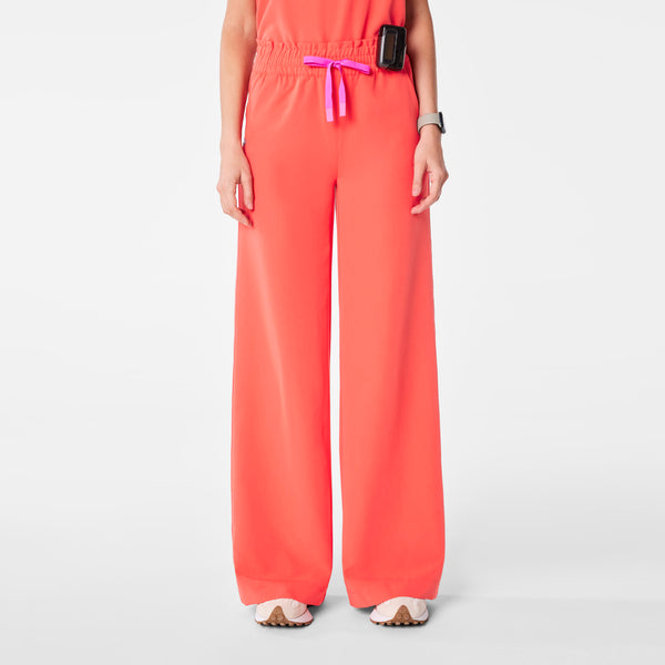 women's Fireside High Waisted Allison Ultra Wide Leg - Petite Scrub Pant