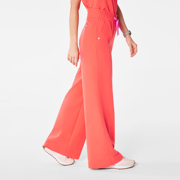 women's Fireside High Waisted Allison Ultra Wide Leg - Petite Scrub Pant