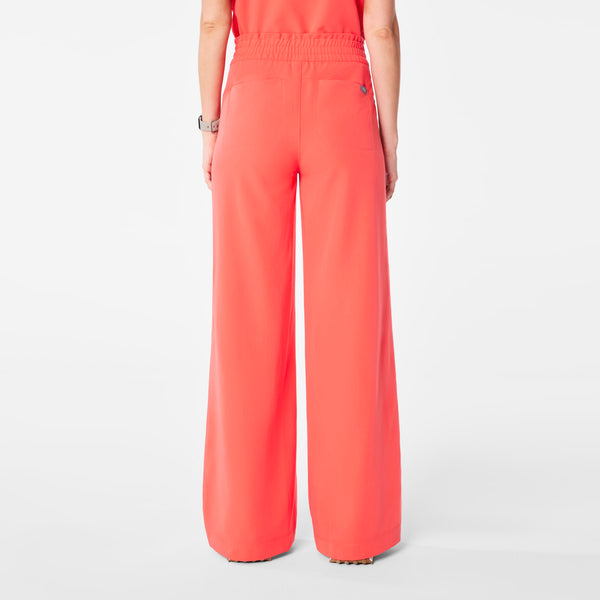 women's Fireside High Waisted Allison Ultra Wide Leg - Petite Scrub Pant