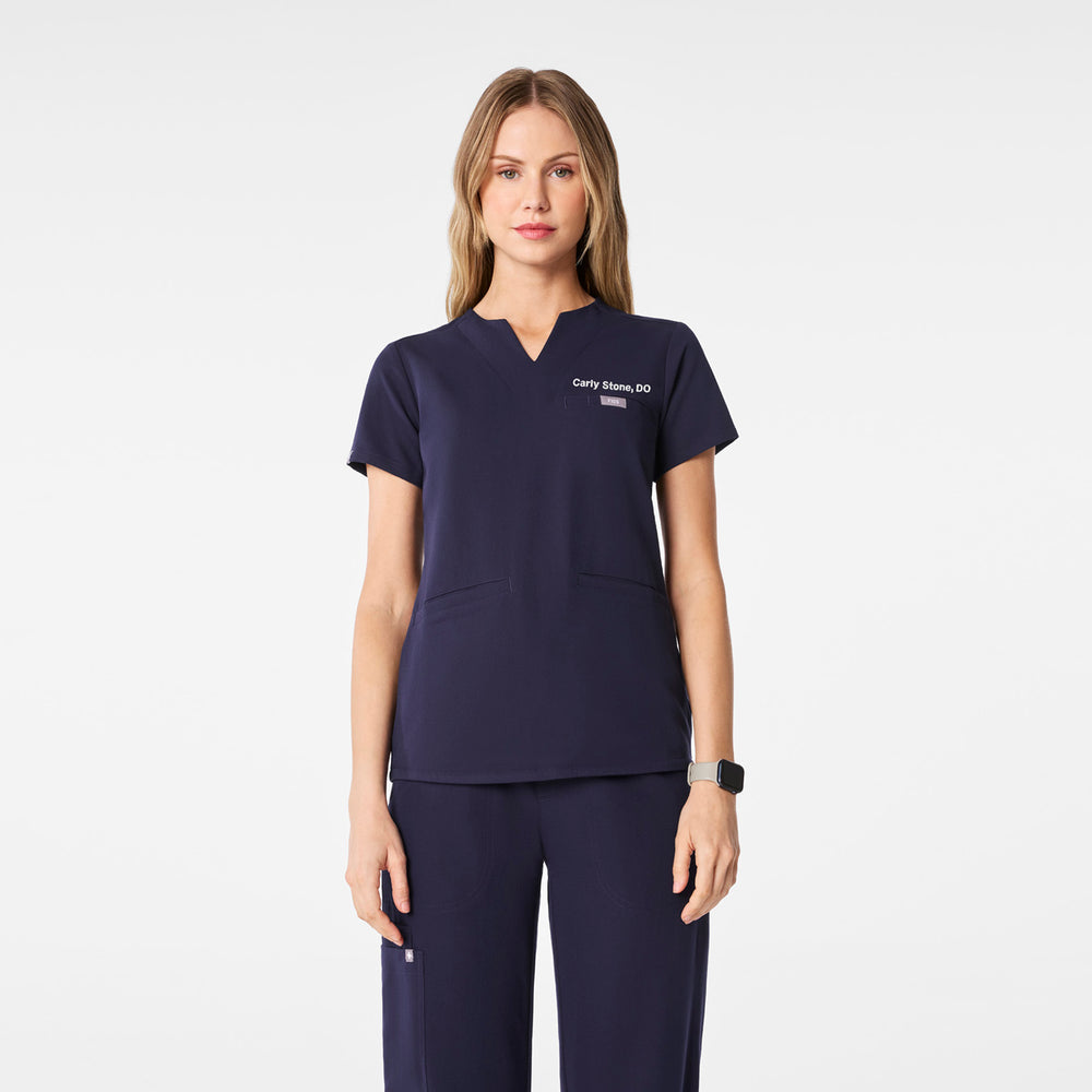 women's Navy Kersey Notch Neck - Scrub Top