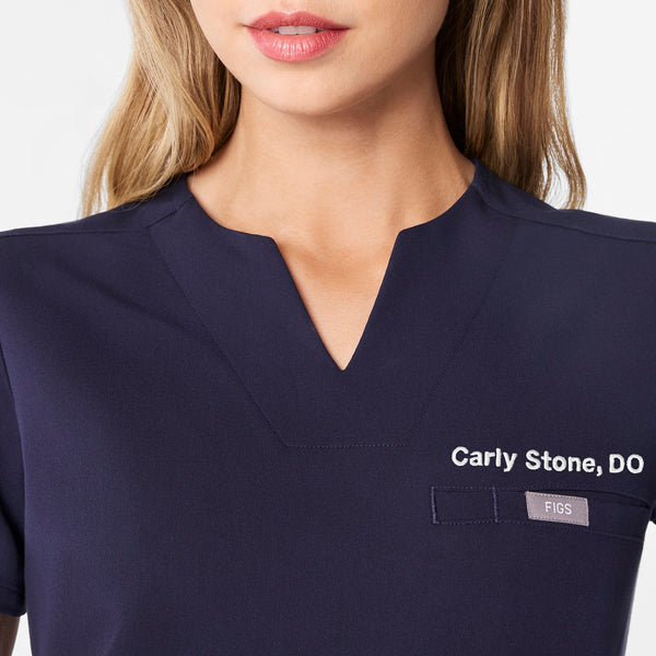 women's Navy Kersey Notch Neck - Scrub Top