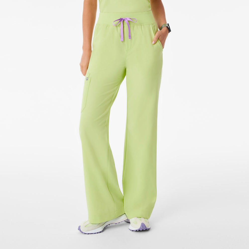 women's Sea Mist High Waisted Isabel Wide Leg - Scrub Pant