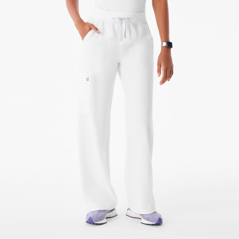 Women's Optic White Isabel High-Rise Wide-Leg - Petite Scrub Pant
