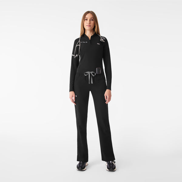 Women's Black Bree FlexKnit - Slim Long-Sleeve Scrub Top