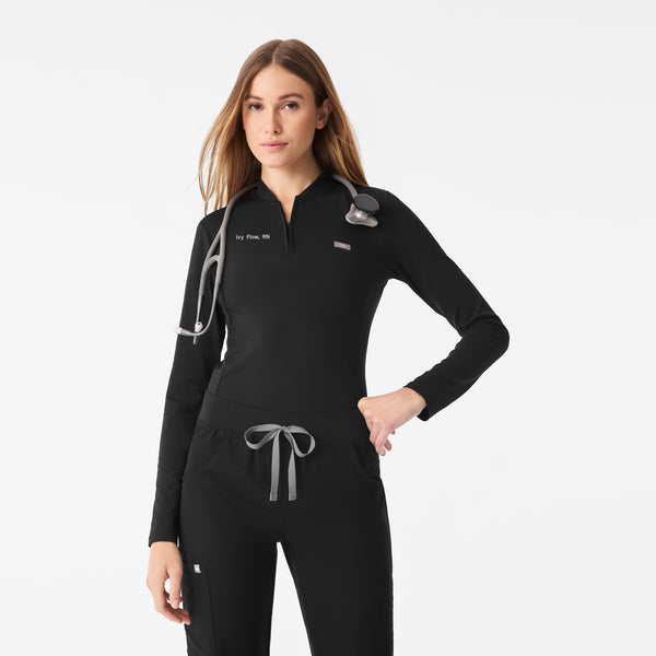 Women's Black Bree FlexKnit - Slim Long-Sleeve Scrub Top