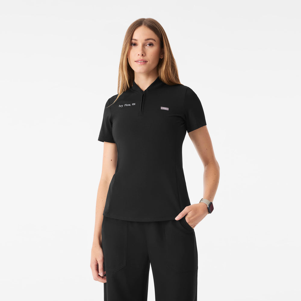 Women's Black Bree FlexKnit - Slim Scrub Top