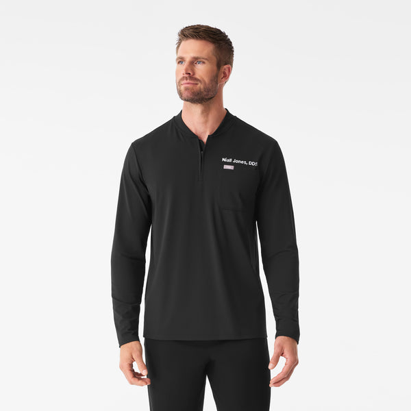 Men's Black Dawes FlexKnit - ¼ Zip Long-Sleeve Scrub Top