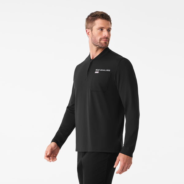 Men's Black Dawes FlexKnit - ¼ Zip Long-Sleeve Scrub Top