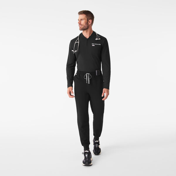 Men's Black Dawes FlexKnit - ¼ Zip Long-Sleeve Scrub Top