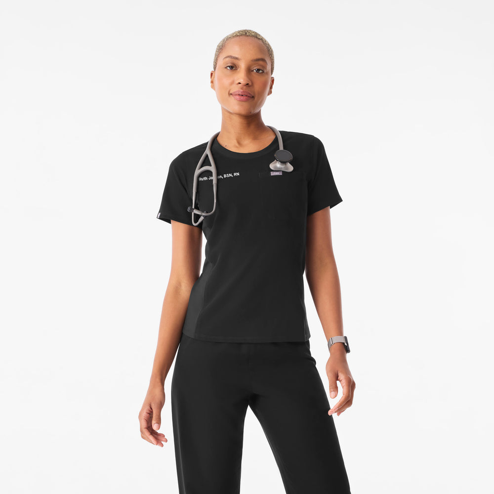 Women's Black Eliza Slim - Scrub Top