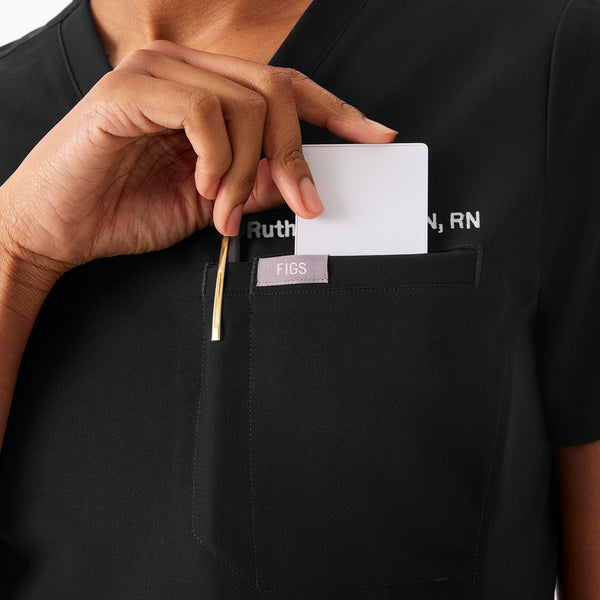 Women's Black Everly Slim V-Neck - Scrub Top