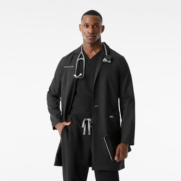 Men's Black Harlem - Long Slim Lab Coat