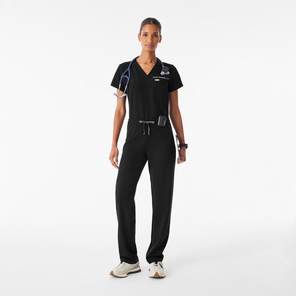 Women's Black Livingston Ruched Mid-Rise - Petite Straight-Leg Scrub Pant™