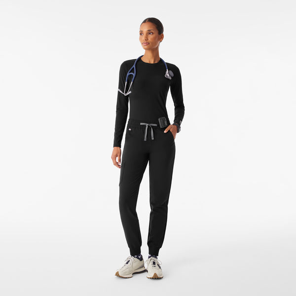 Women's Black Zamora Ruched Mid-Rise - Jogger Scrub Pant™