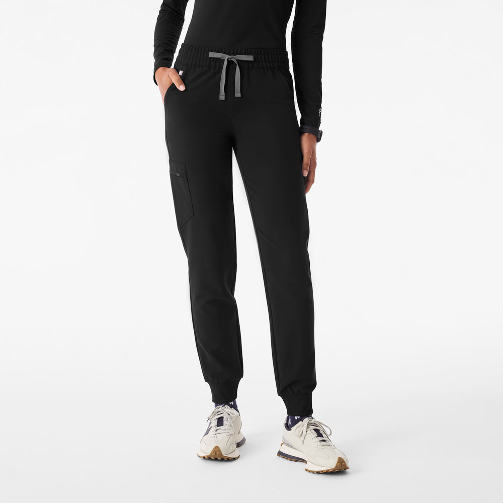 Women's Black Zamora Ruched Mid-Rise - Jogger Scrub Pant™