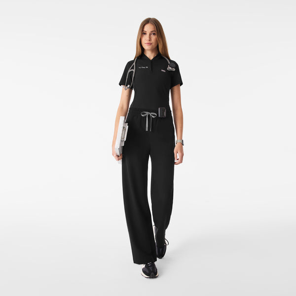 Women's Black Roslyn Mid-Rise Wide-Leg - Scrub Pant