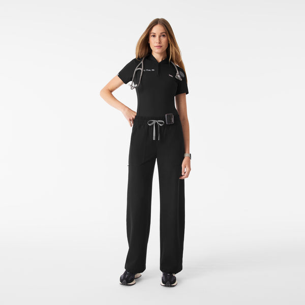 Women's Black Roslyn Mid-Rise Wide-Leg - Scrub Pant
