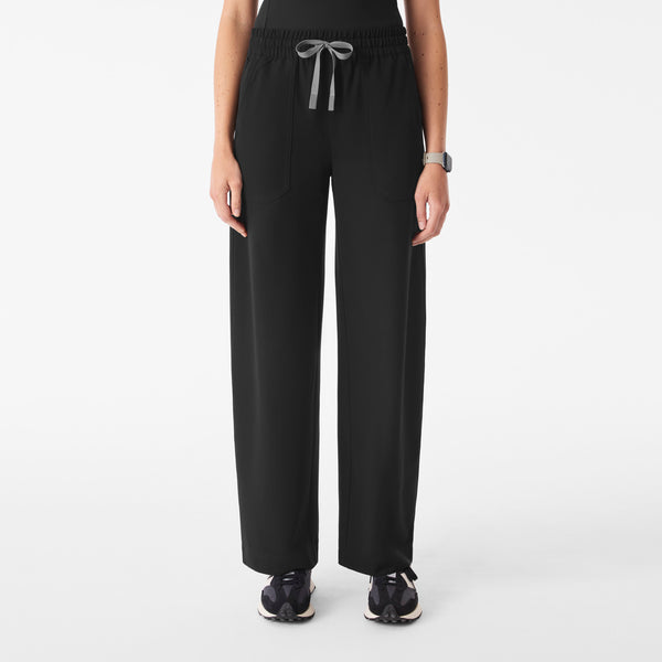 Women's Black Roslyn Mid-Rise Wide-Leg - Scrub Pant