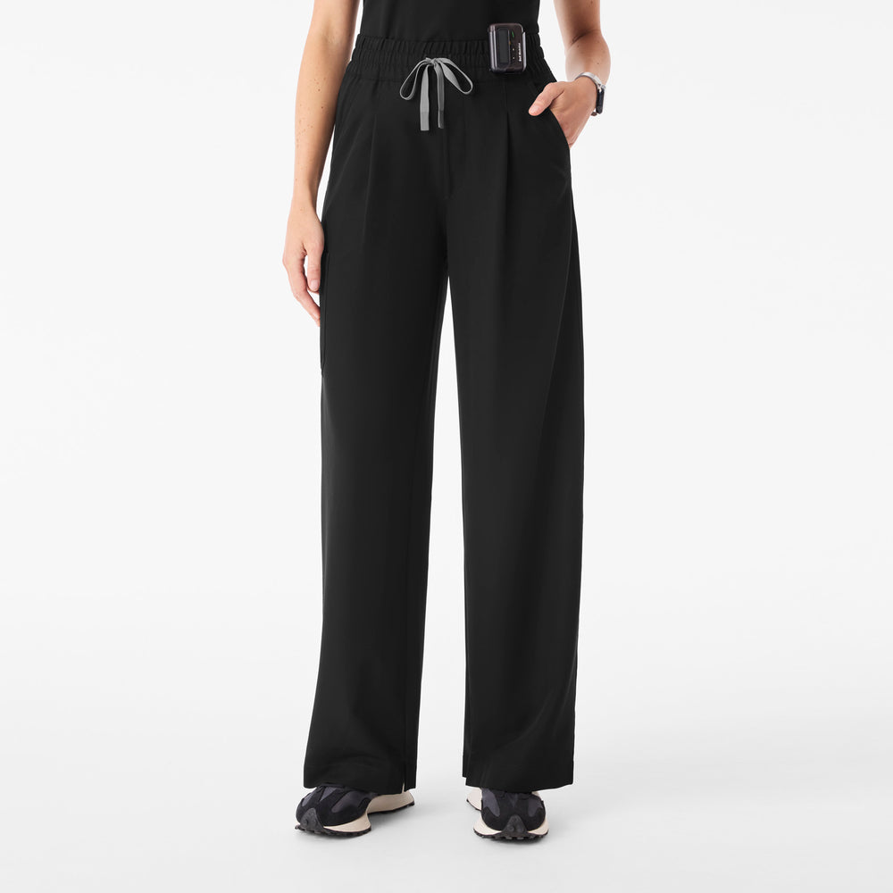 Women's Black Ultra-High-Rise Shelby Wide-Leg - Scrub Pant
