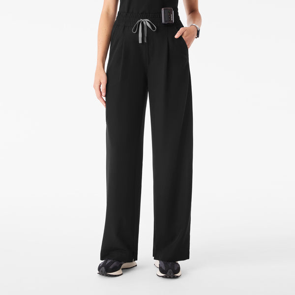 Women's Black Ultra-High-Rise Shelby Wide-Leg - Scrub Pant