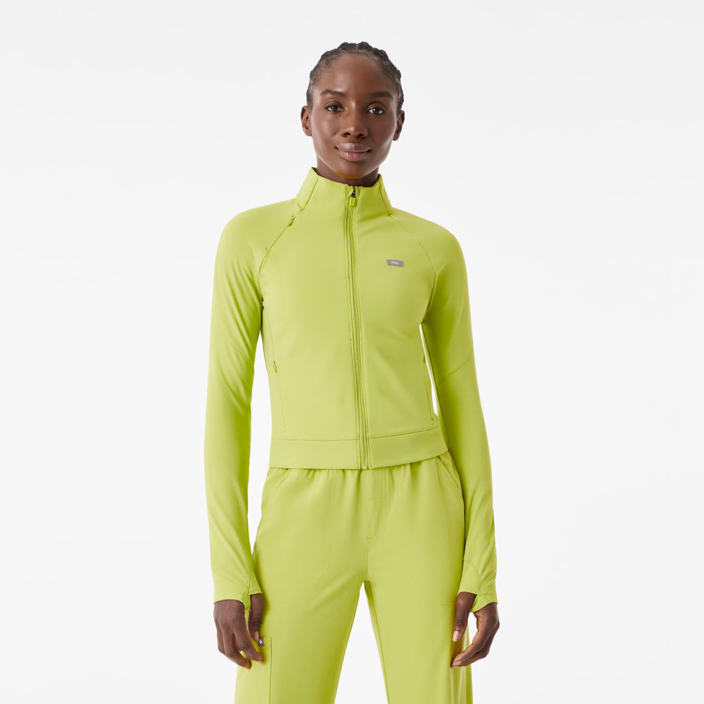 Women's Celery ContourKnit Cropped Scrub Jacket