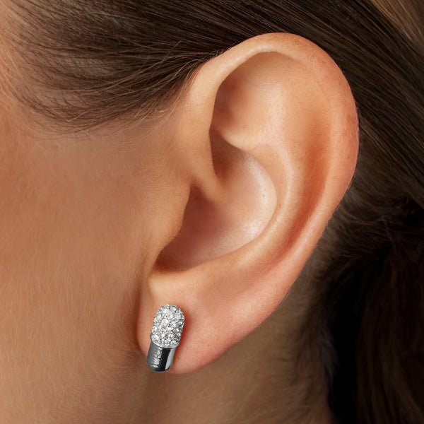 Silver Chill Pill Pavé Stud Earrings