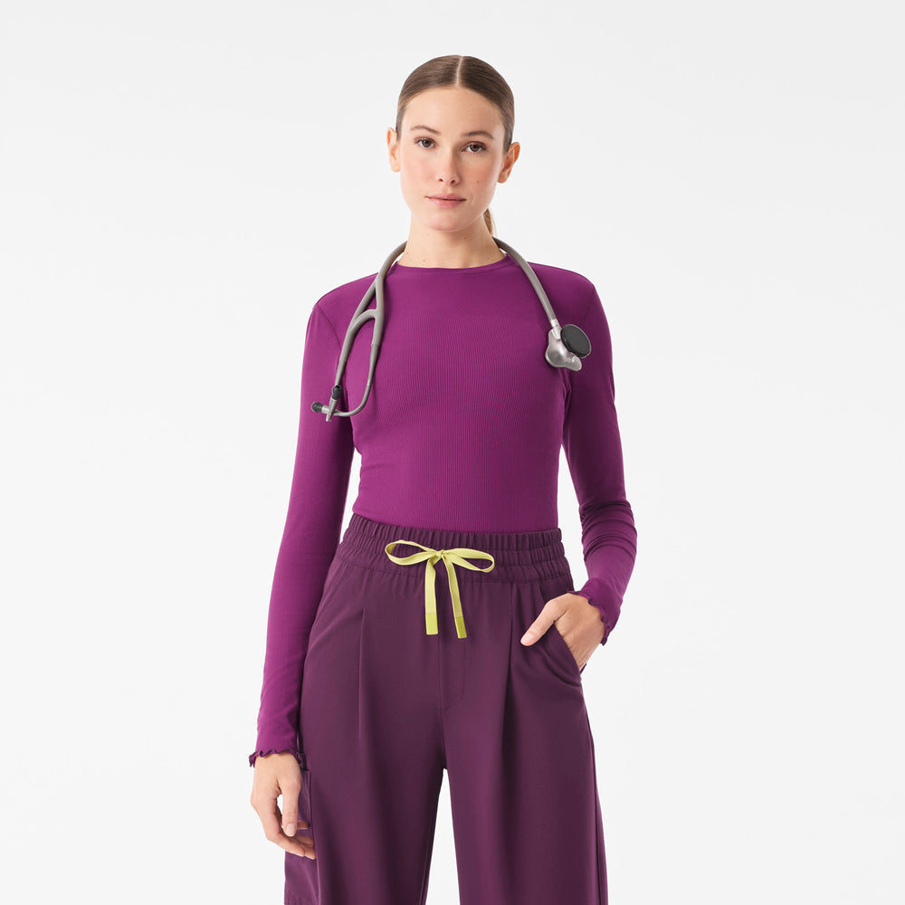 Women's Light Deep Purple Lacey Ruffle - Long-Sleeve Underscrub