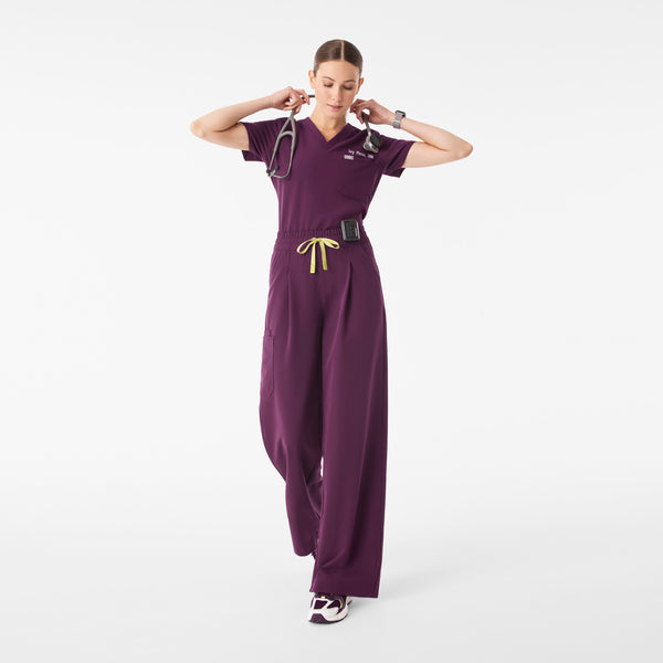 Women's Deep Purple Ultra-High-Rise Shelby Wide-Leg - Scrub Pant