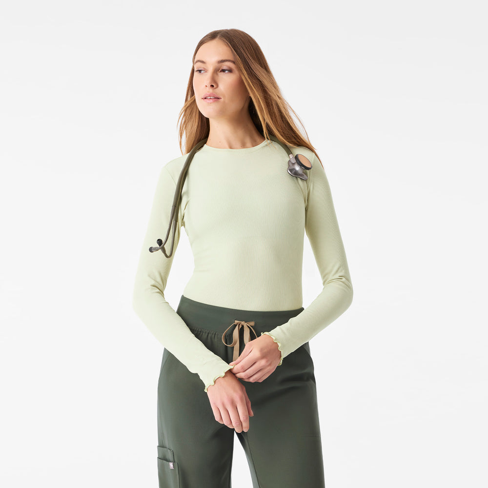 Women's Light Celery Lacey Ruffle - Long-Sleeve Underscrub