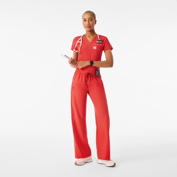 Women's Hibiscus Spider-Man Isabel Ruched Wide-Leg - Scrub Pant