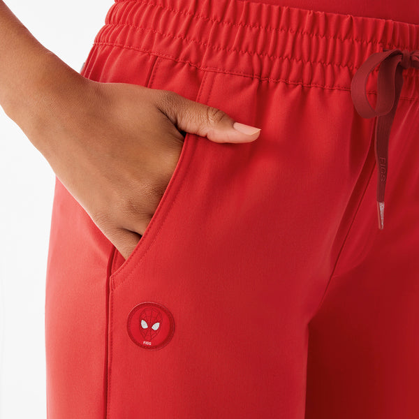 Women's Hibiscus Spider-Man Isabel Ruched Wide-Leg - Scrub Pant