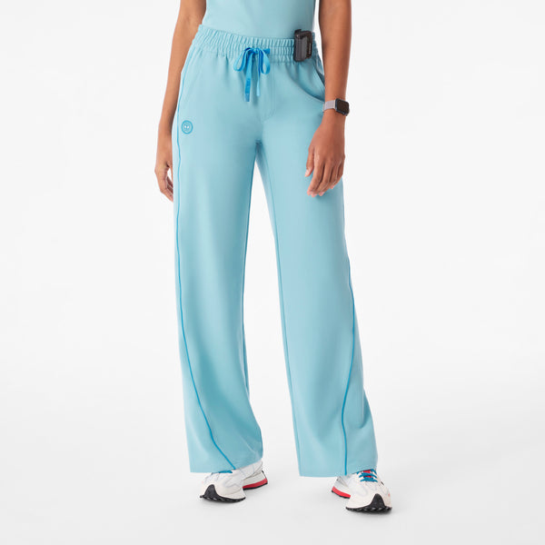 Women's Mauritius Blue Spider-Man Isabel Ruched Wide-Leg - Tall Scrub Pant