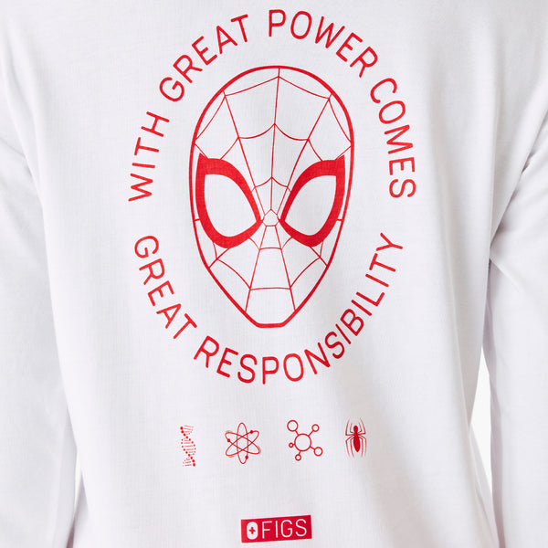 Women's Optic White Spider-Man Graphic - Long-Sleeve Underscrub