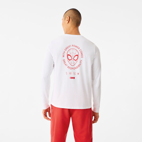 Men's Optic White Spider-Man Graphic - Long-Sleeve Underscrub