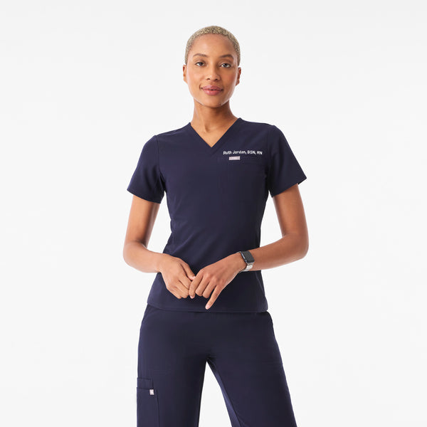 Women's Navy Everly Slim V-Neck - Scrub Top