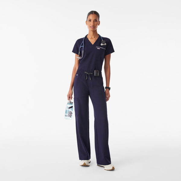 Women's Navy Isabel Ruched Mid-Rise Wide-Leg - Scrub Pant™