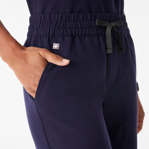 Women's Navy Isabel Ruched Mid-Rise Wide-Leg - Scrub Pant™