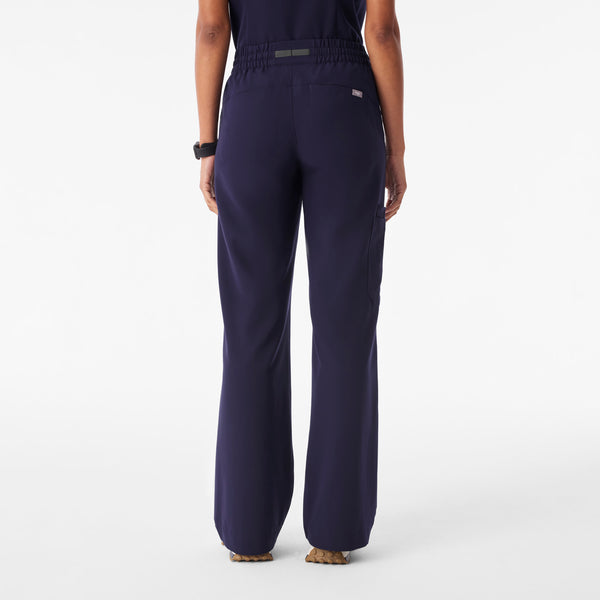 Women's Navy Isabel Ruched Mid-Rise Wide-Leg - Scrub Pant™