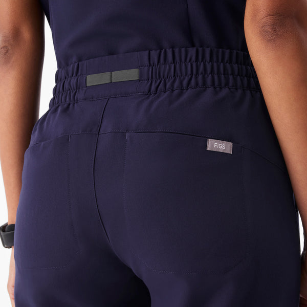 Women's Navy Isabel Ruched Mid-Rise Wide-Leg - Scrub Pant™