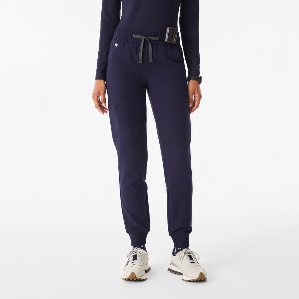 Women's Navy Zamora Ruched Mid-Rise - Petite Jogger Scrub Pant™
