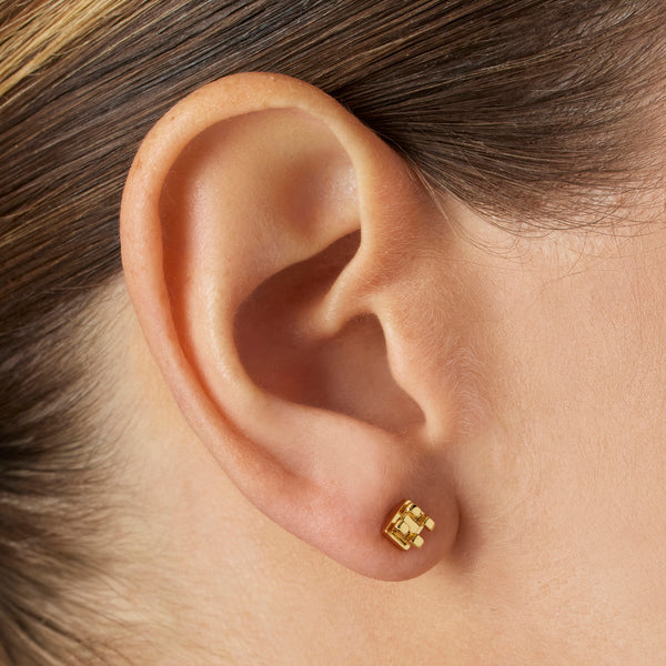 Gold Orthodontic Bracket Stud Earrings
