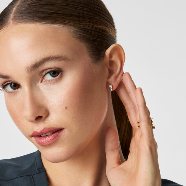 Silver Tooth Stud Earrings