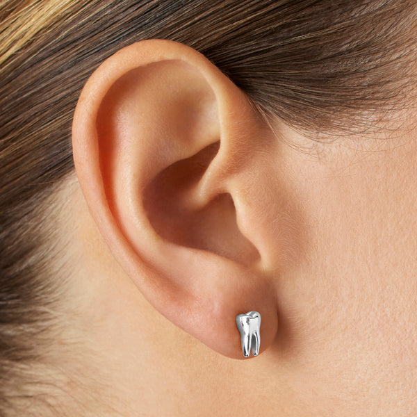 Silver Tooth Stud Earrings
